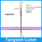 4106201HP-Diamond Cut for Slightly Rough Surface Dental Laboratory Tungsten Carbide Cutter 2.35mm Shank
